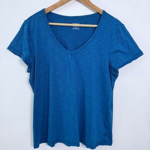 Toad&Co T Shirt Womens XL V Neck Blue Organic Cotton Blend Tee Casual Minimalist